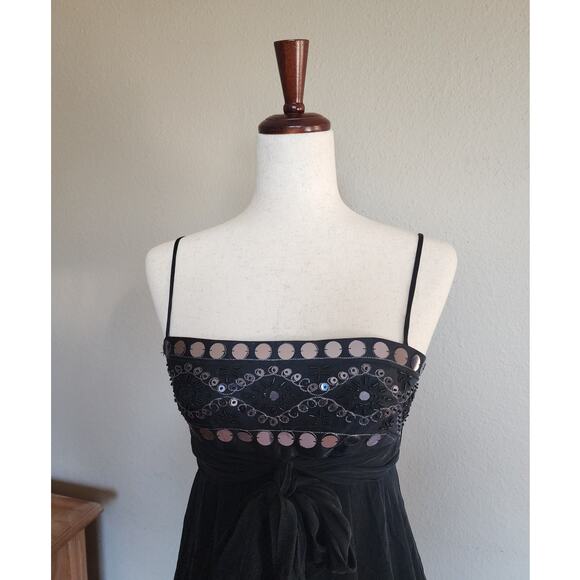 BCBG Maxazria Black Silk Beaded Cocktail Dress SZ 6P New Year's Eve Party - Picture 5 of 10